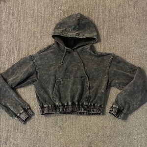 Vanilla Star Faded Wash Black Cropped Hoodie